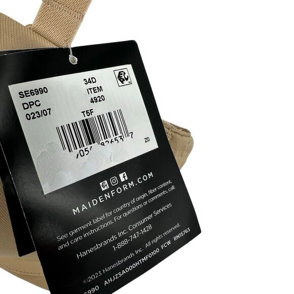 Maidenform Self-Expressions Stay Put Strapless Underwire Bra 34D Tan Nude NWT - Picture 10 of 10